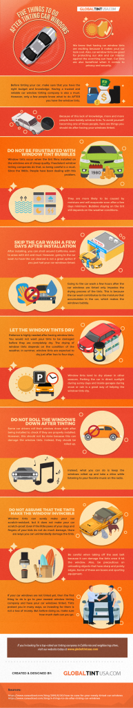 Infographic: Five Things to do After Tinting Car Windows | Global Tint USA